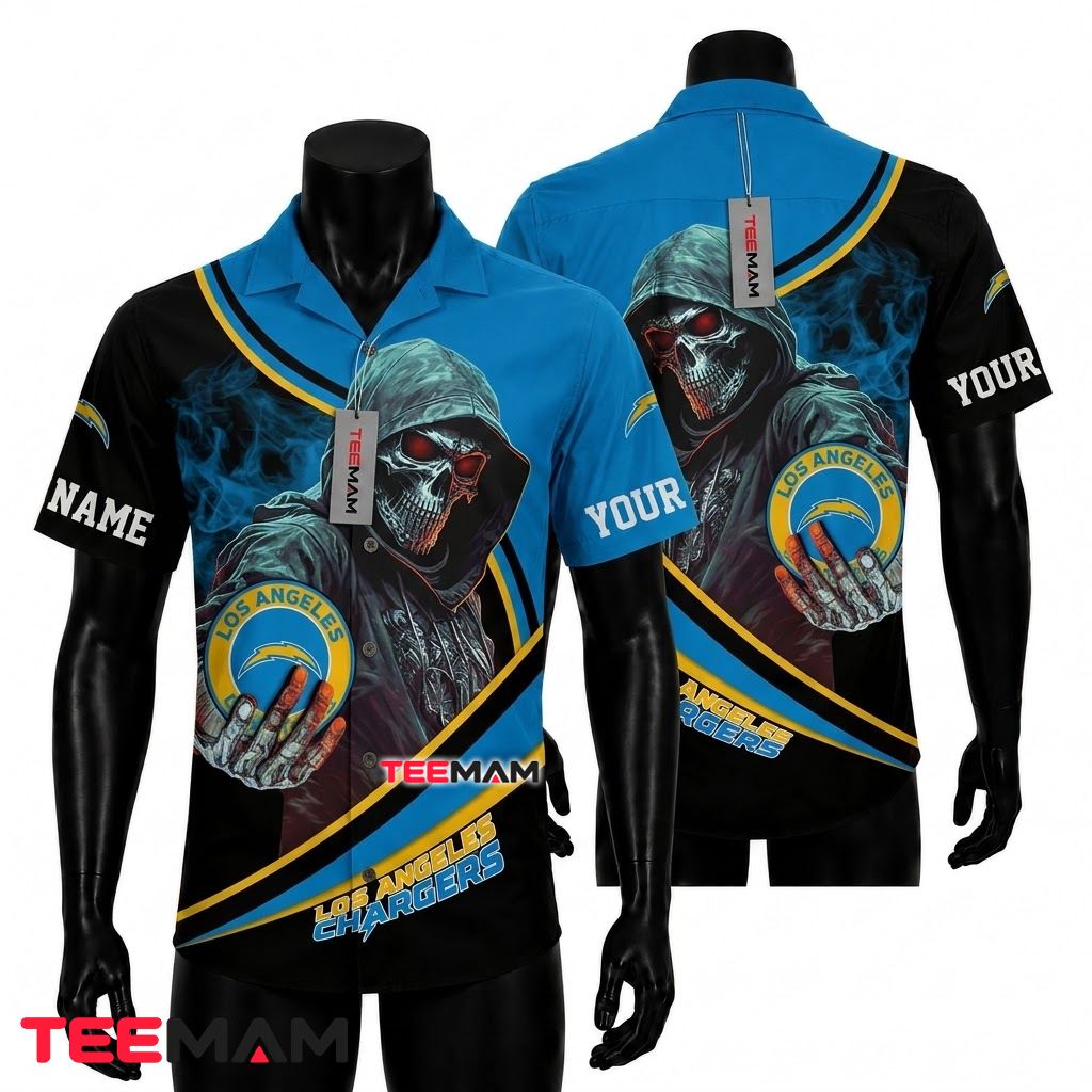 Los Angeles Chargers Hawaiian Shirt Grim Reaper Front