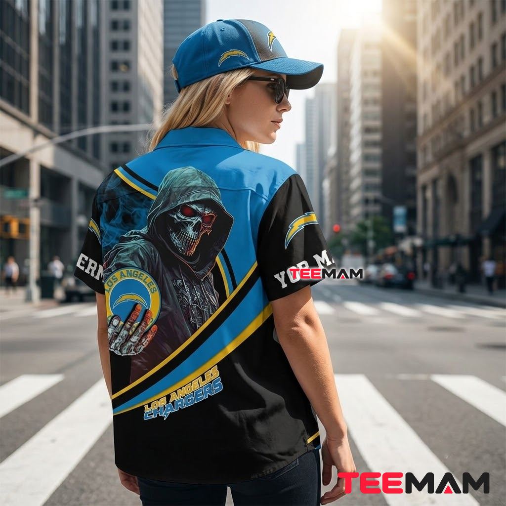 Los Angeles Chargers Hawaiian Shirt Grim Reaper Version 3 Los Angeles Chargers Hawaiian Shirt Grim Reaper Version 3