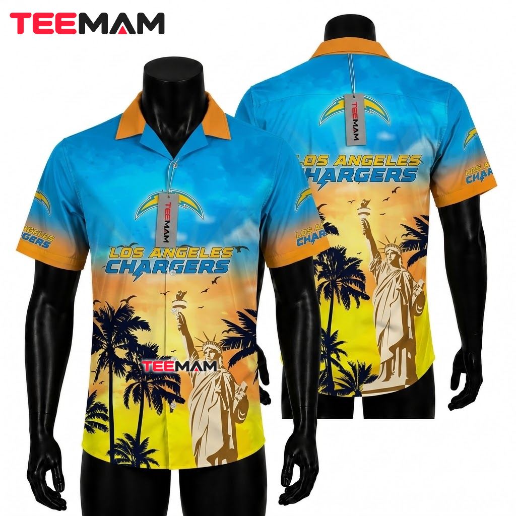 Los Angeles Chargers Hawaiian Shirt Liberty Sunset Beach Front