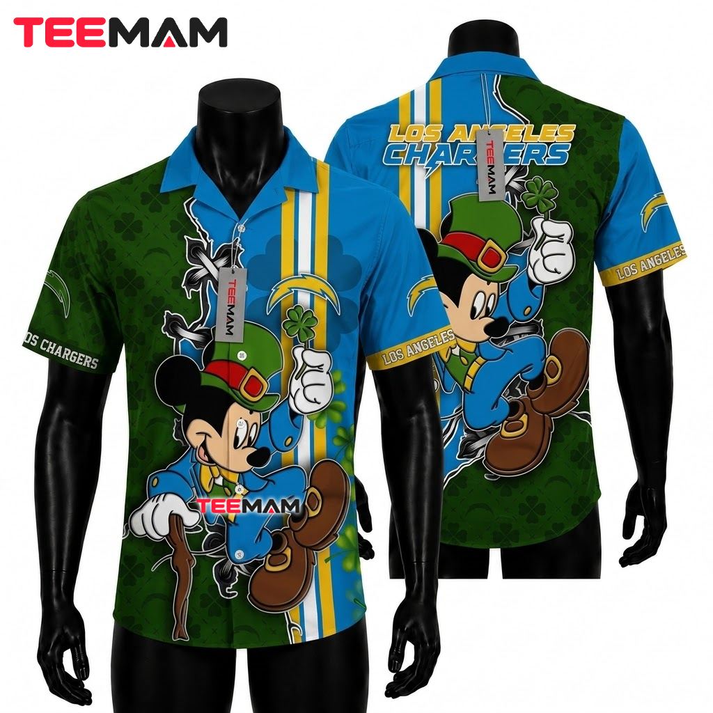 Los Angeles Chargers Hawaiian Shirt St Patrick Day Front