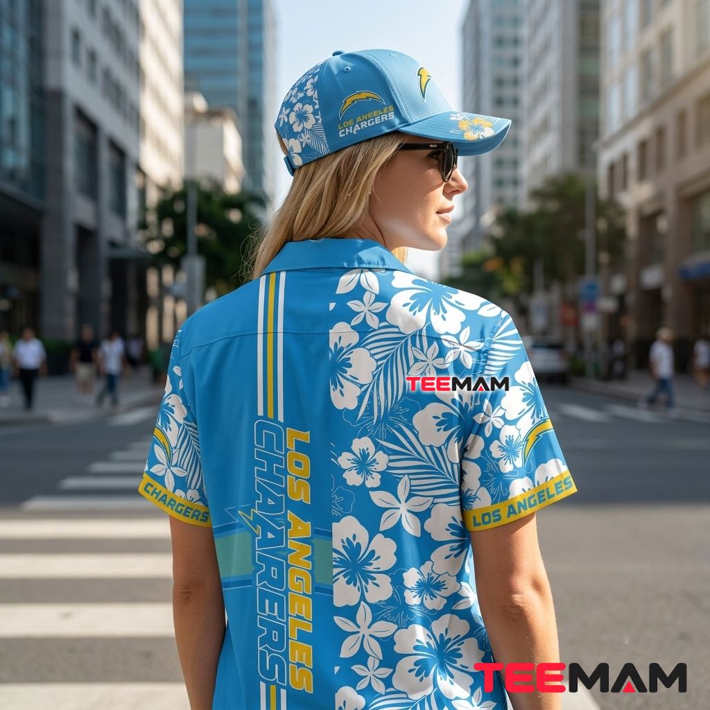 Los Angeles Chargers Hawaiian Shirt White Tropical Beach Version 3 Los Angeles Chargers Hawaiian Shirt White Tropical Beach Version 3