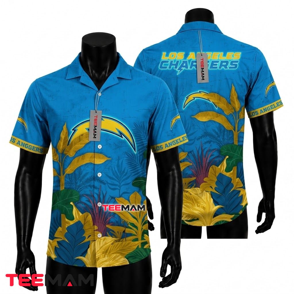 Los Angeles Chargers Tropical Shirt Jungle Foliage Front