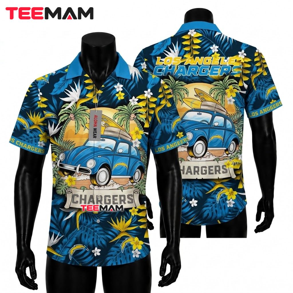 Los Angeles Chargers Tropical Shirt Surf Car Front
