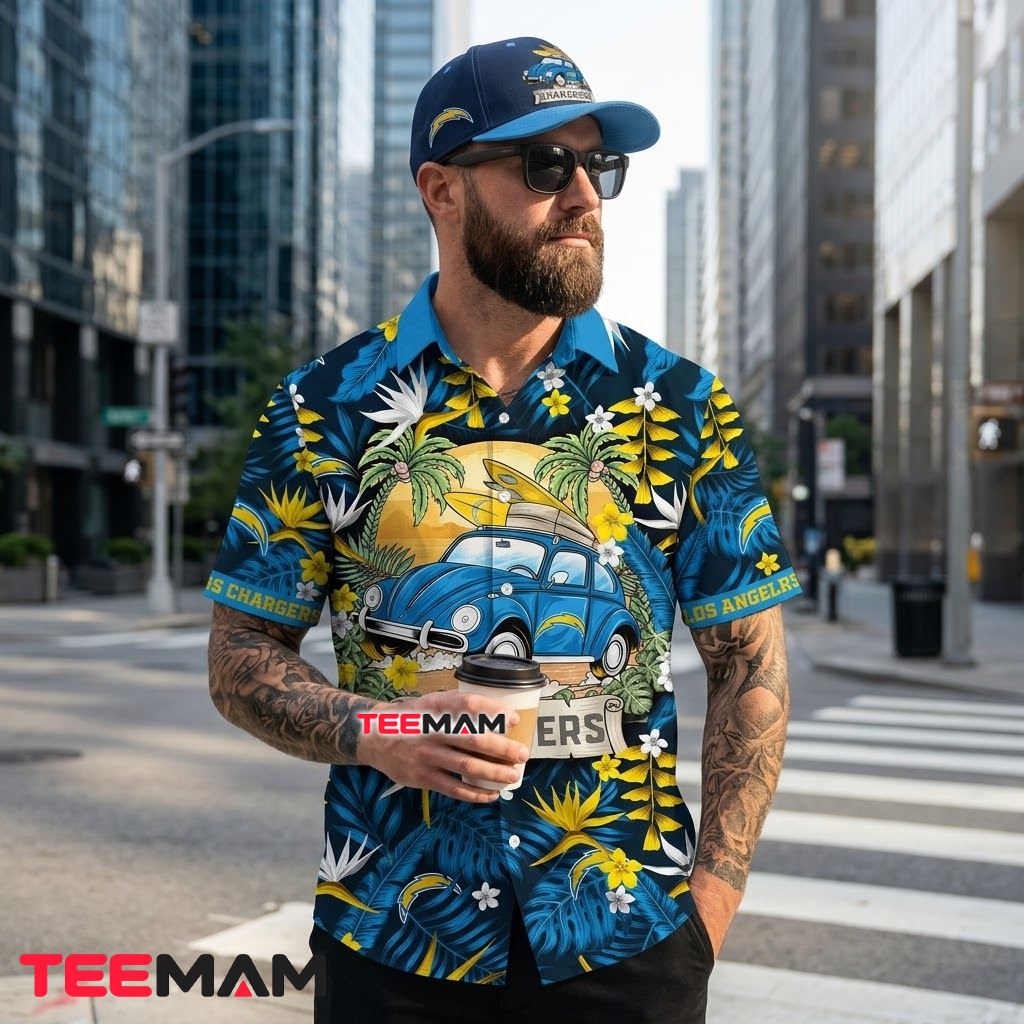 Los Angeles Chargers Tropical Shirt Surf Car Back Los Angeles Chargers Tropical Shirt Surf Car Back