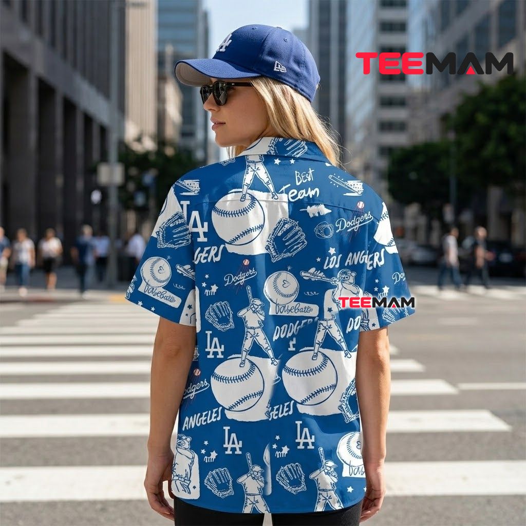 Los Angeles Dodgers Hawaiian Shirt Baseball Sketch Version 3 Los Angeles Dodgers Hawaiian Shirt Baseball Sketch Version 3