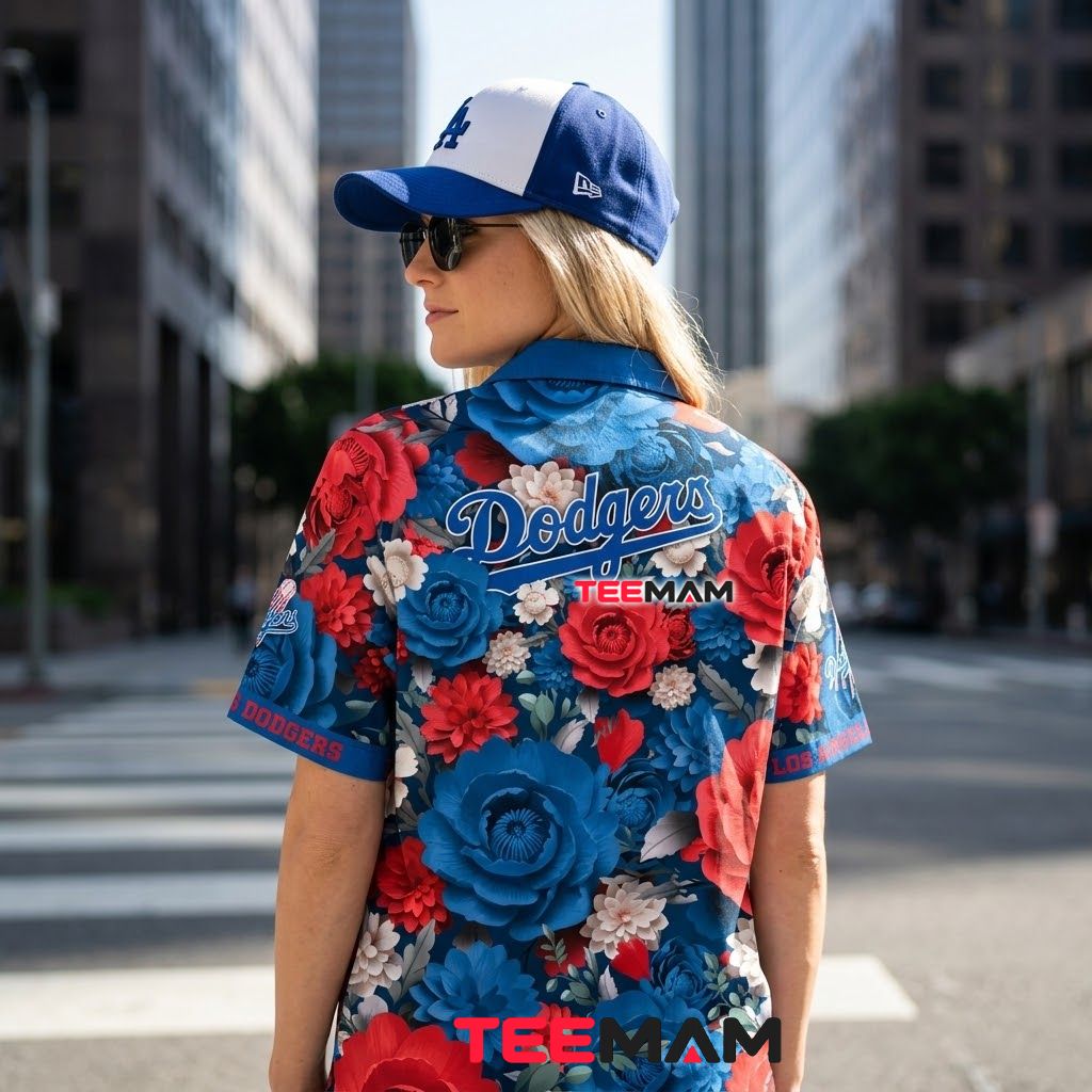 Los Angeles Dodgers Hawaiian Shirt Blooming Peony Version 3 Los Angeles Dodgers Hawaiian Shirt Blooming Peony Version 3