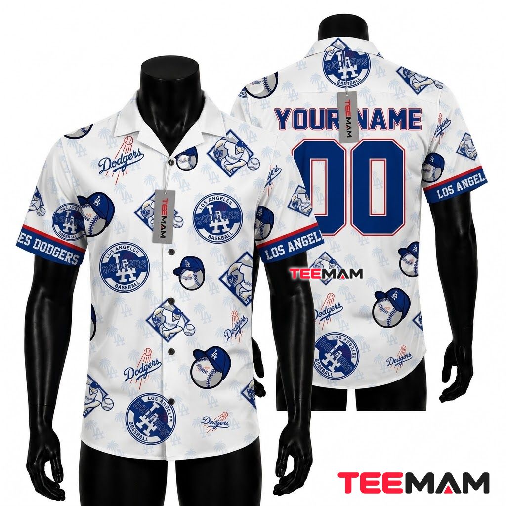 Los Angeles Dodgers Aloha Shirt All Over Logo Pattern