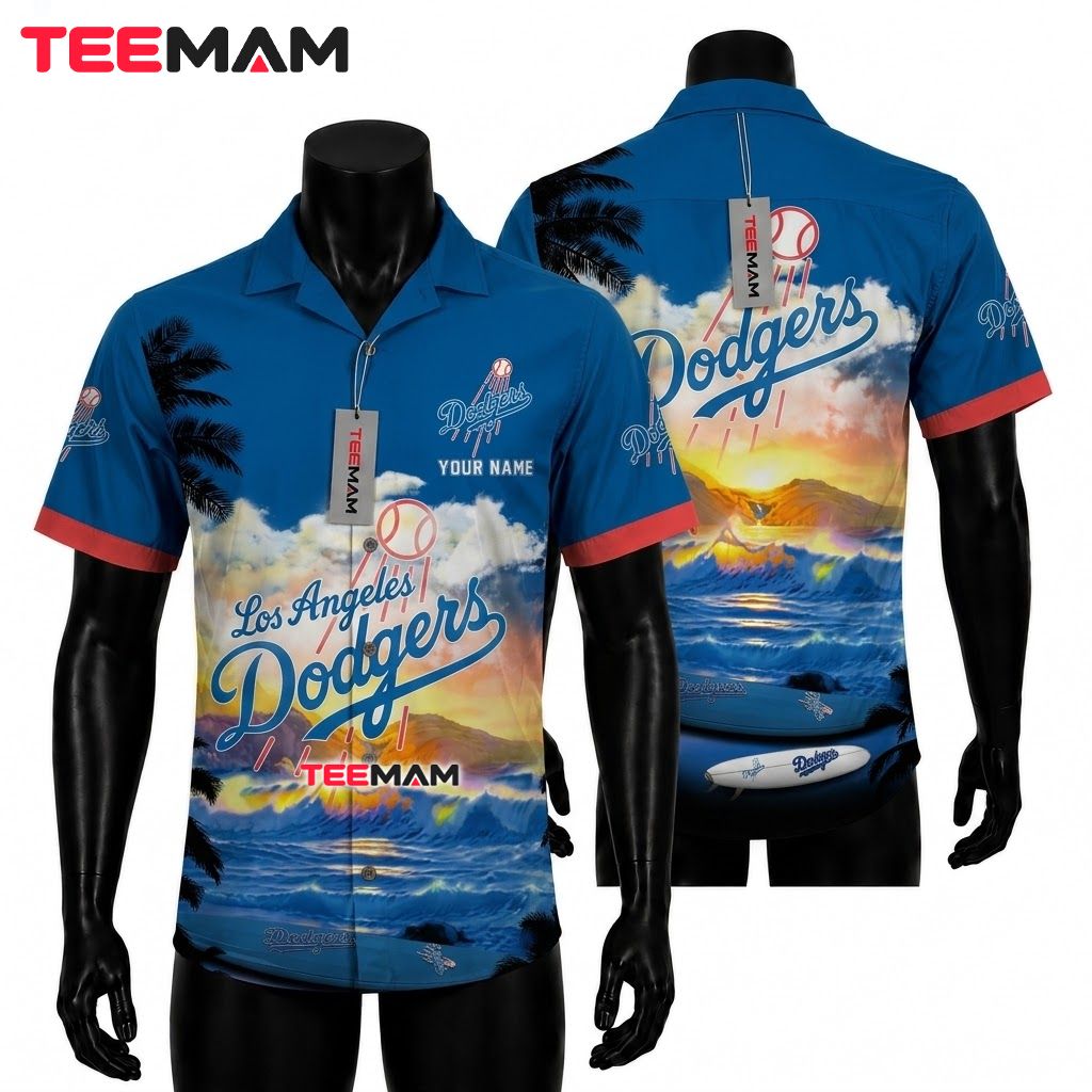 Los Angeles Dodgers Aloha Shirt All Over Logo Pattern