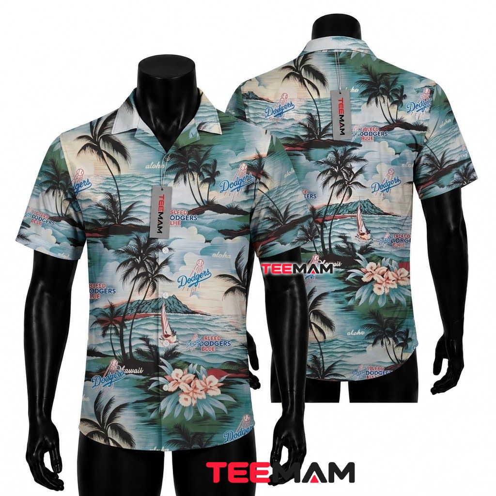 Los Angeles Dodgers Hawaiian Shirt Island Scenery Front