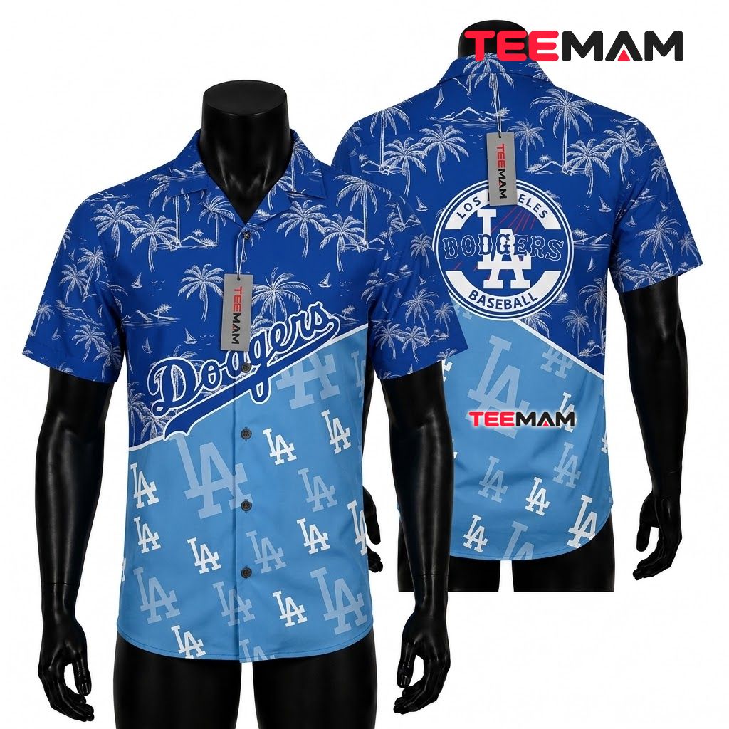 Los Angeles Dodgers Hawaiian Shirt Palm Tree Split Front Los Angeles Dodgers Hawaiian Shirt Palm Tree Split Front