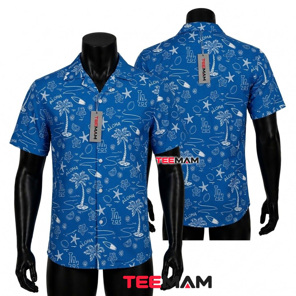 Los Angeles Dodgers Hawaiian Shirt Palm Tree Split Los Angeles Dodgers Hawaiian Shirt Palm Tree Split