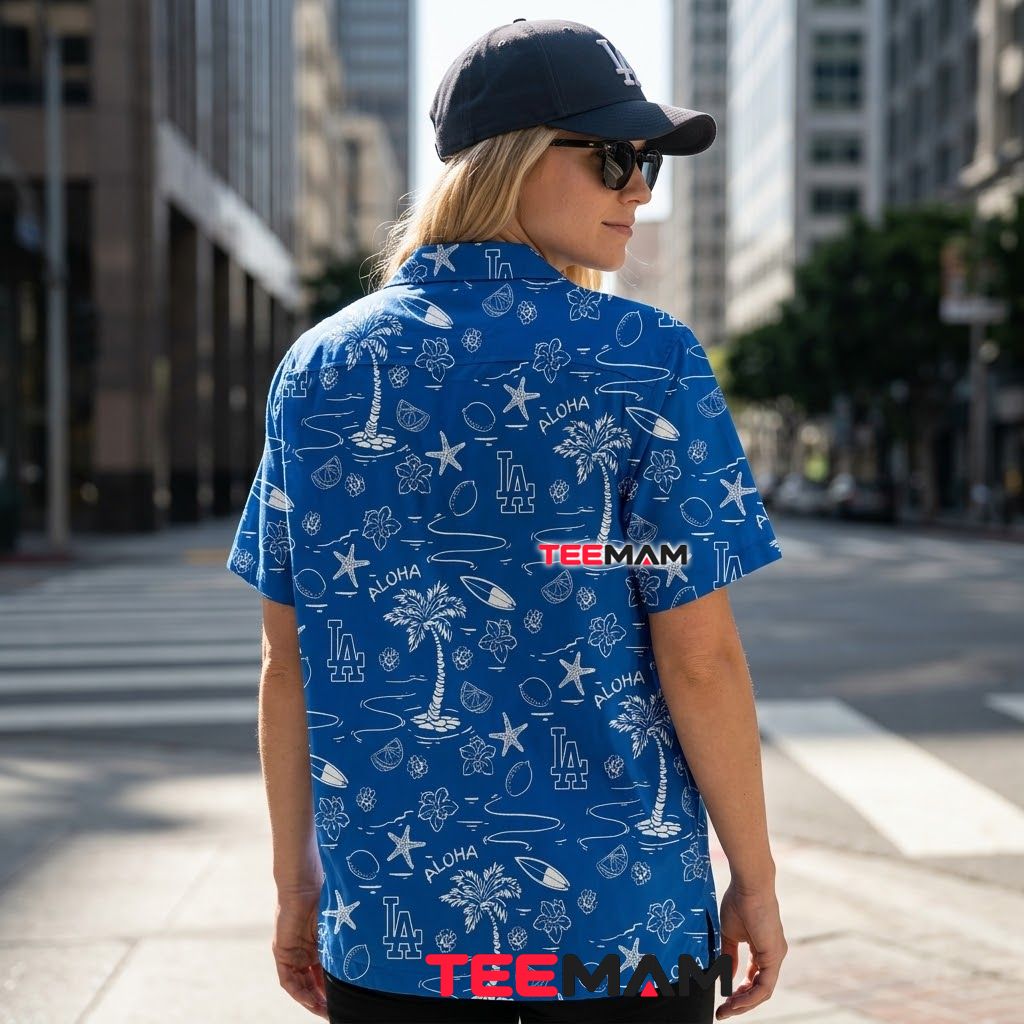 Los Angeles Dodgers Hawaiian Shirt Starfish Palm Tree Surfboard Version 3 Los Angeles Dodgers Hawaiian Shirt Starfish Palm Tree Surfboard Version 3