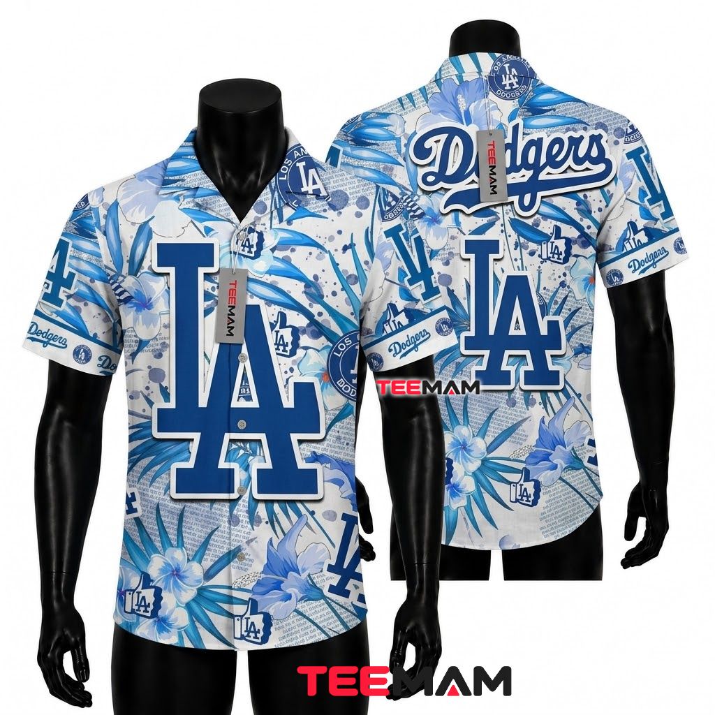 Los Angeles Dodgers Hawaiian Shirt Patchwork Logo Los Angeles Dodgers Hawaiian Shirt Patchwork Logo
