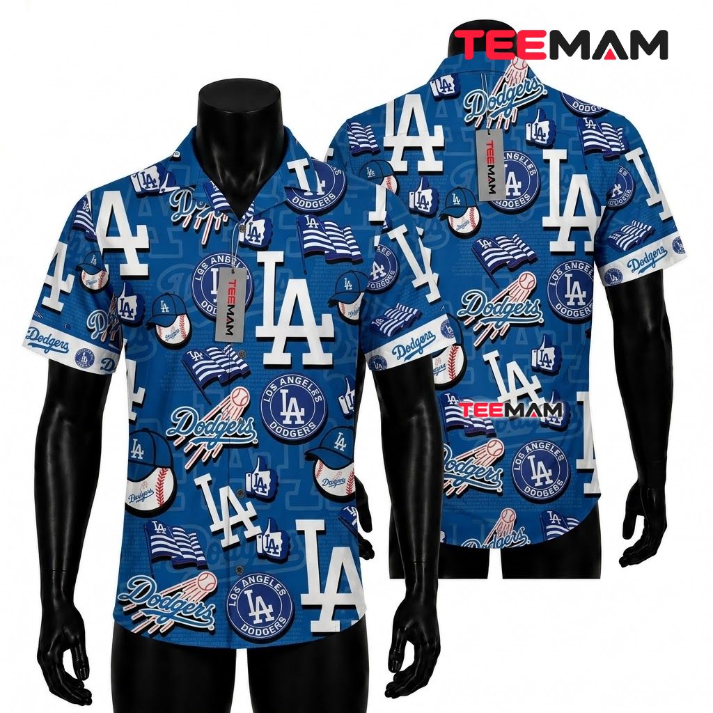 Los Angeles Dodgers Tropical Shirt Logo Cap Flag Front
