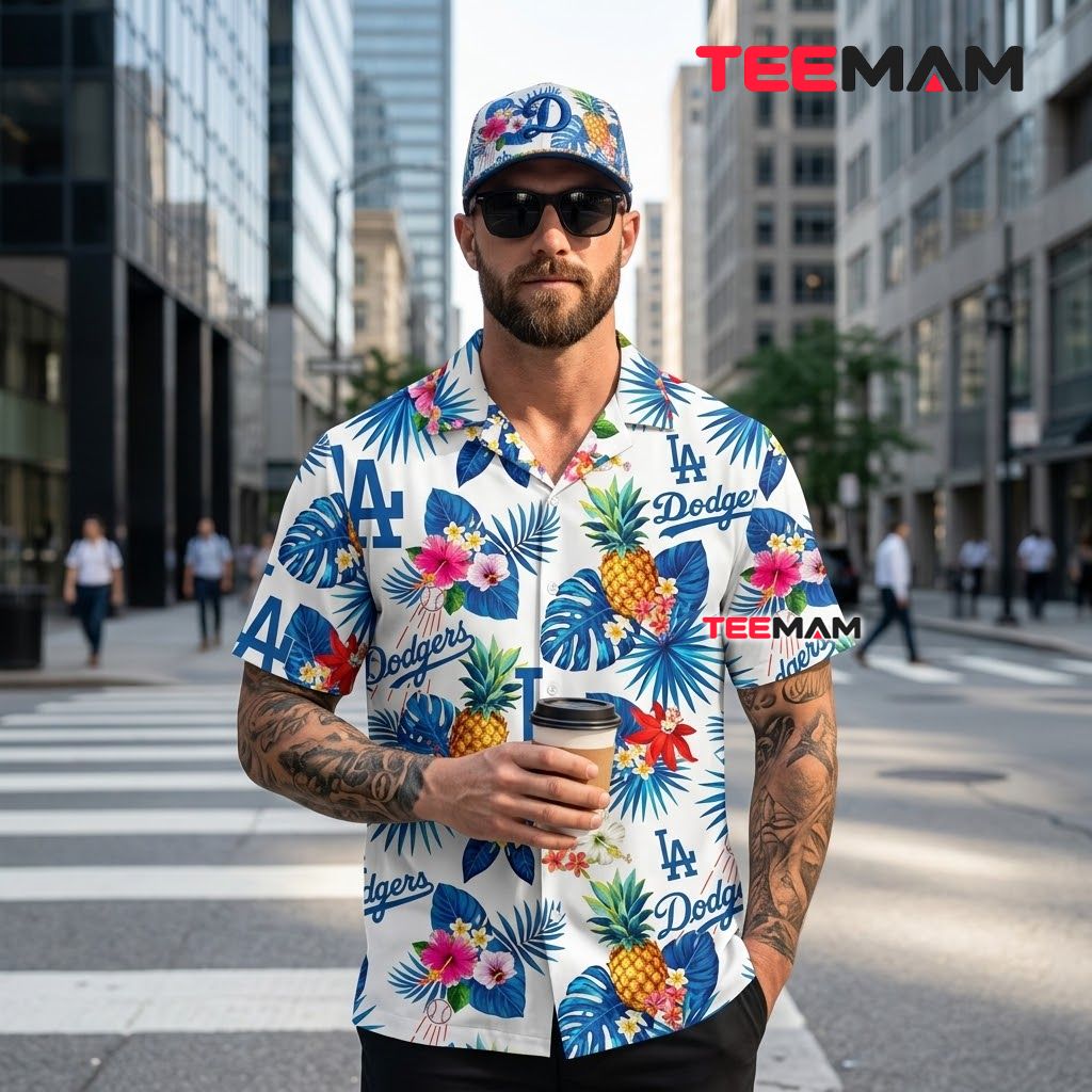 Los Angeles Dodgers Tropical Shirt Pineapple Floral Back Los Angeles Dodgers Tropical Shirt Pineapple Floral Back