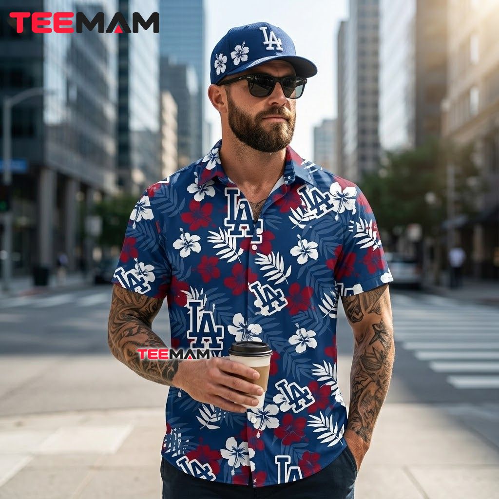 Los Angeles Dodgers Tropical Shirt Red White Hibiscus Back Los Angeles Dodgers Tropical Shirt Red White Hibiscus Back