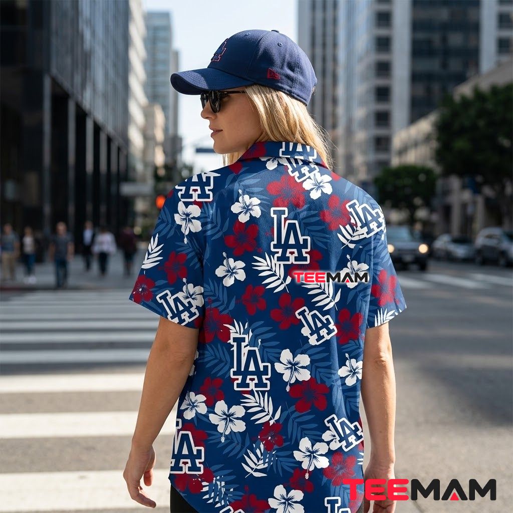 Los Angeles Dodgers Tropical Shirt Red White Hibiscus Version 3 Los Angeles Dodgers Tropical Shirt Red White Hibiscus Version 3