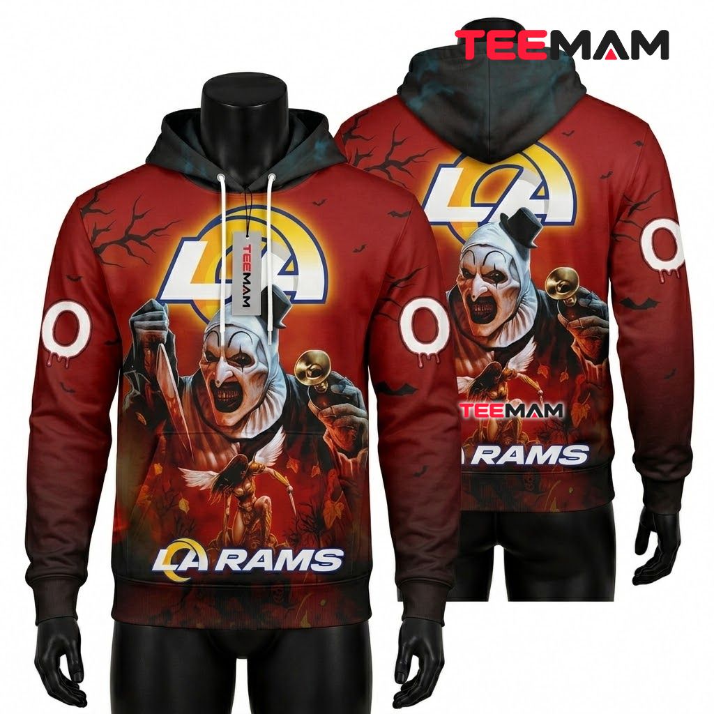 Los Angeles Rams 3D Hoodie Art The Clown Halloween Front