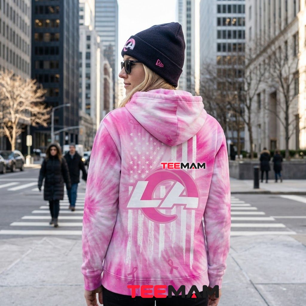 Los Angeles Rams 3D Hoodie Pink Breast Cancer Awareness Version 3 Los Angeles Rams 3D Hoodie Pink Breast Cancer Awareness Version 3
