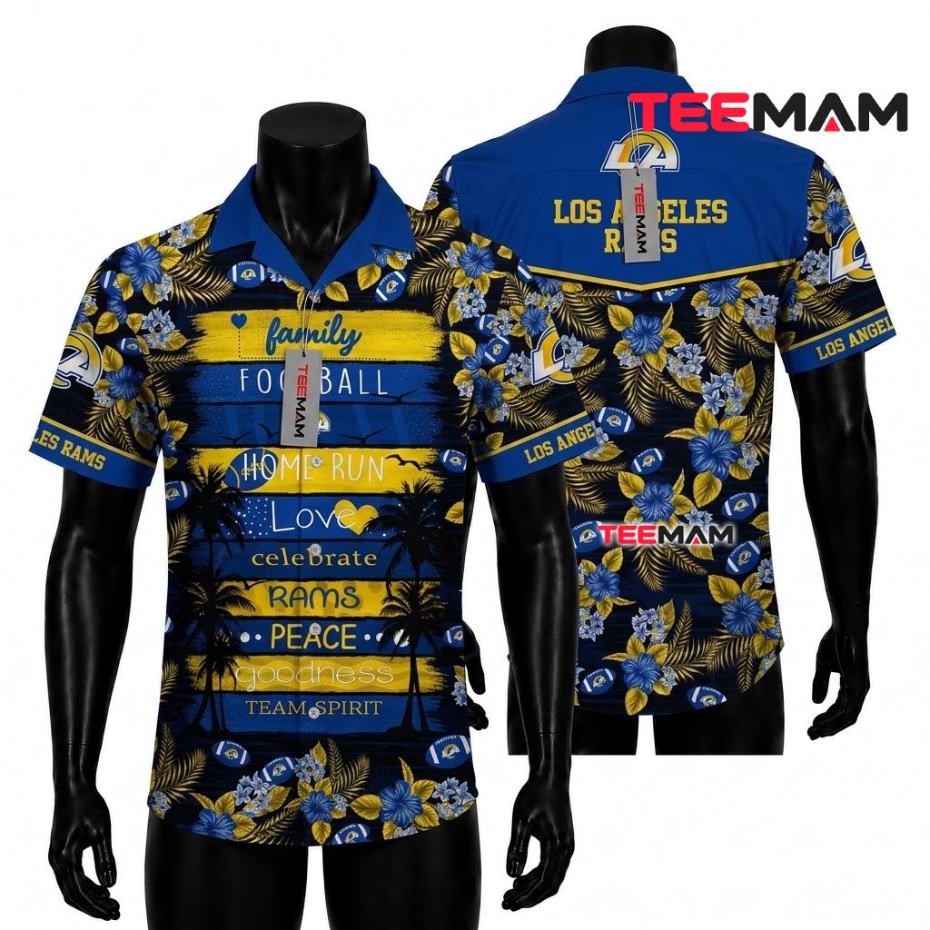 Los Angeles Rams Aloha Shirt Tropical Leaf Los Angeles Rams Aloha Shirt Tropical Leaf