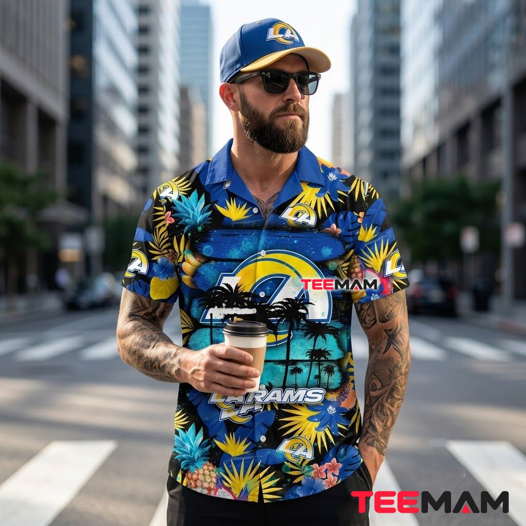 Los Angeles Rams Button Up Shirt Love Summer Back Los Angeles Rams Button Up Shirt Love Summer Back