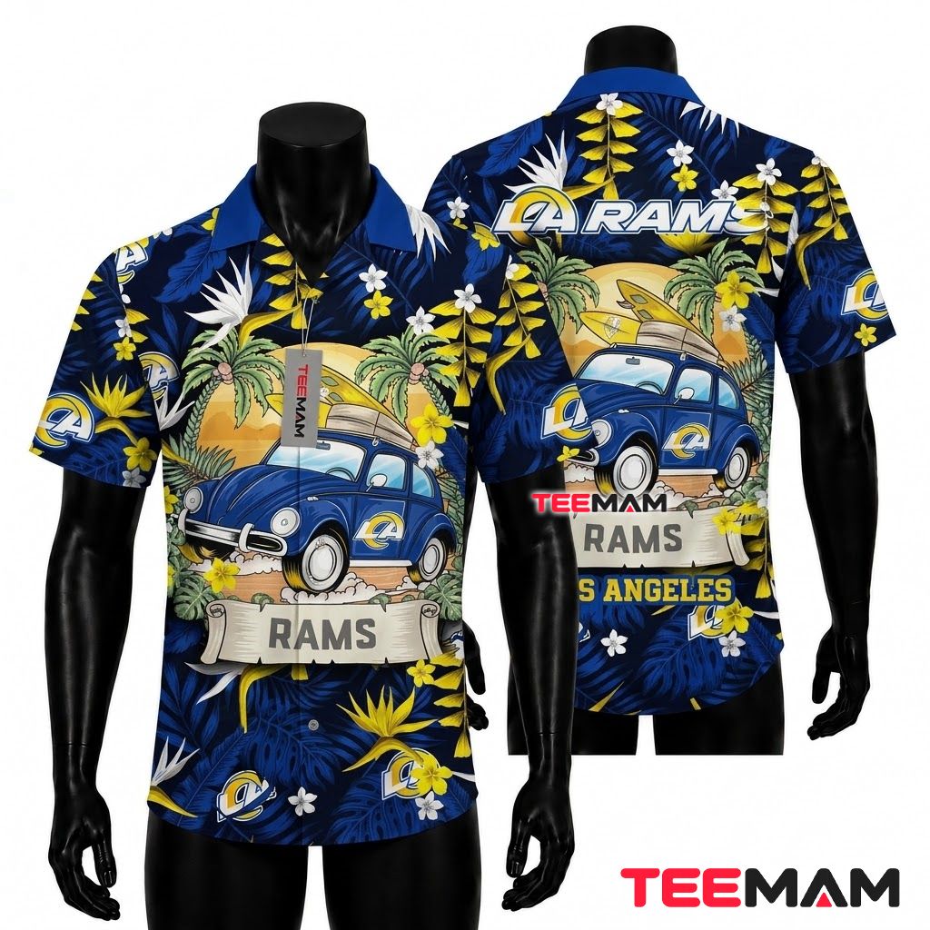Los Angeles Rams Button Up Shirt Surfing Car Front