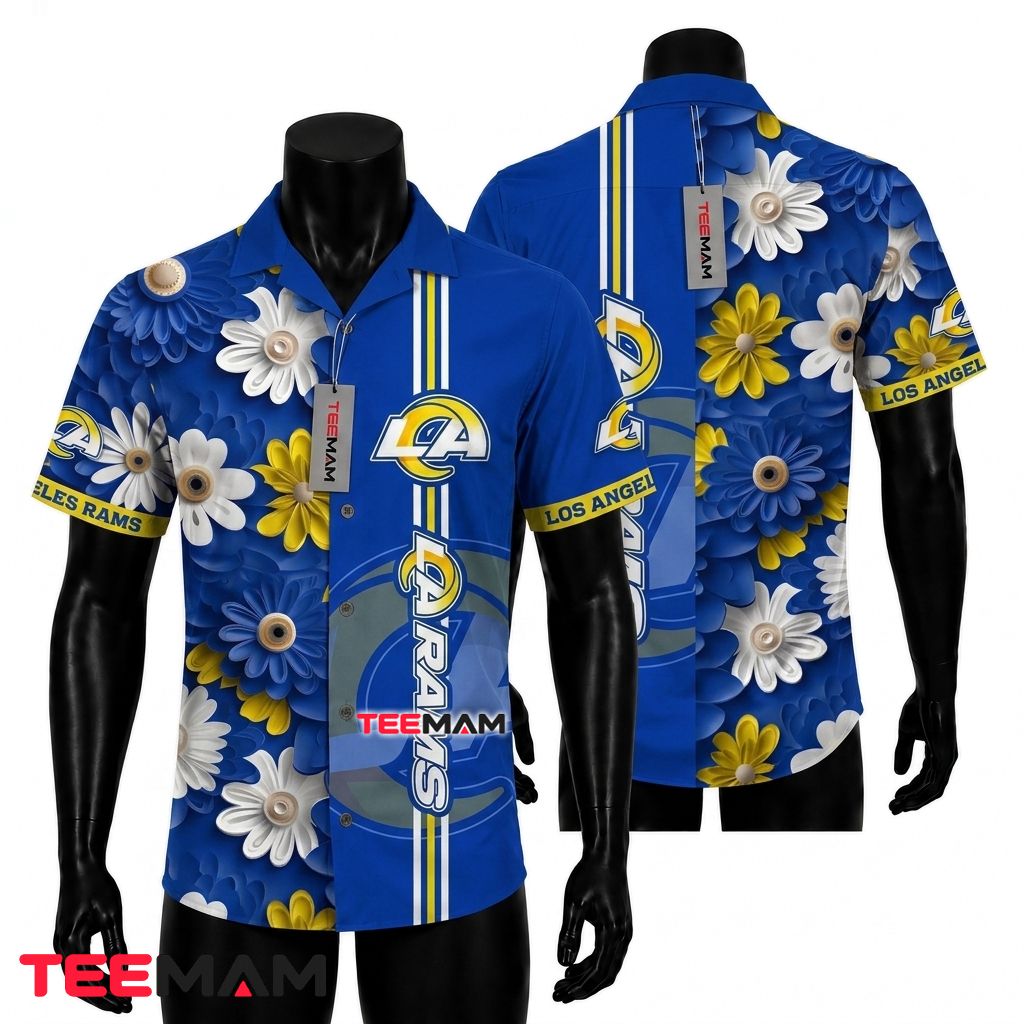 Los Angeles Rams Hawaiian Shirt Daisy Bloom Front