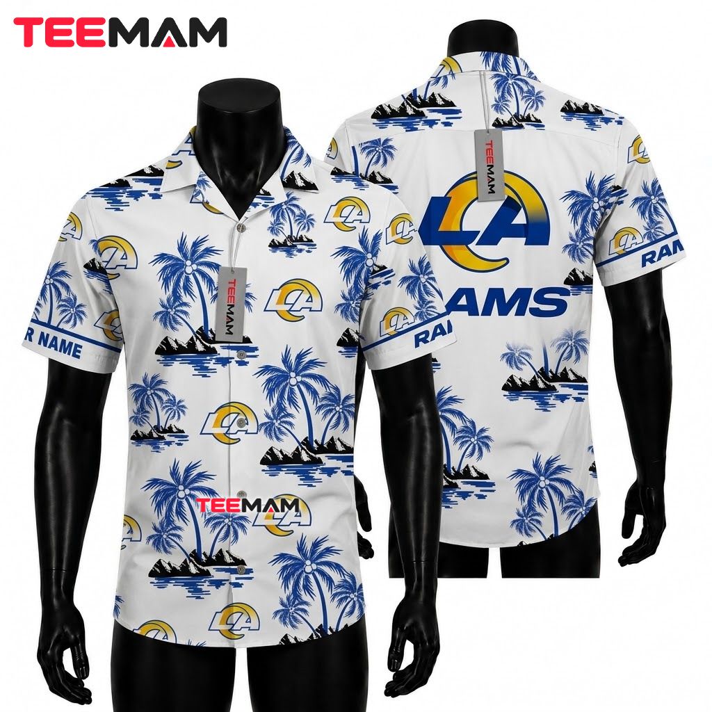 Los Angeles Rams Hawaiian Shirt Palm Island Front
