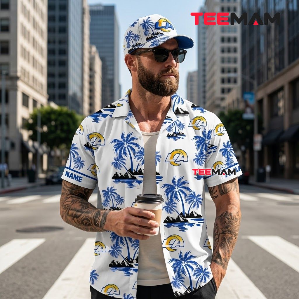 Los Angeles Rams Hawaiian Shirt Palm Island Back Los Angeles Rams Hawaiian Shirt Palm Island Back