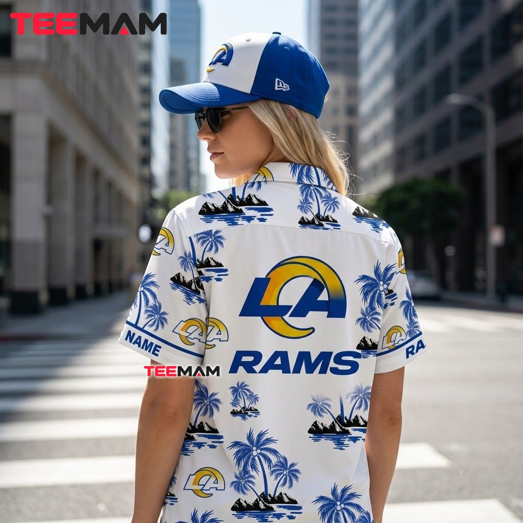Los Angeles Rams Hawaiian Shirt Palm Island Version 3 Los Angeles Rams Hawaiian Shirt Palm Island Version 3