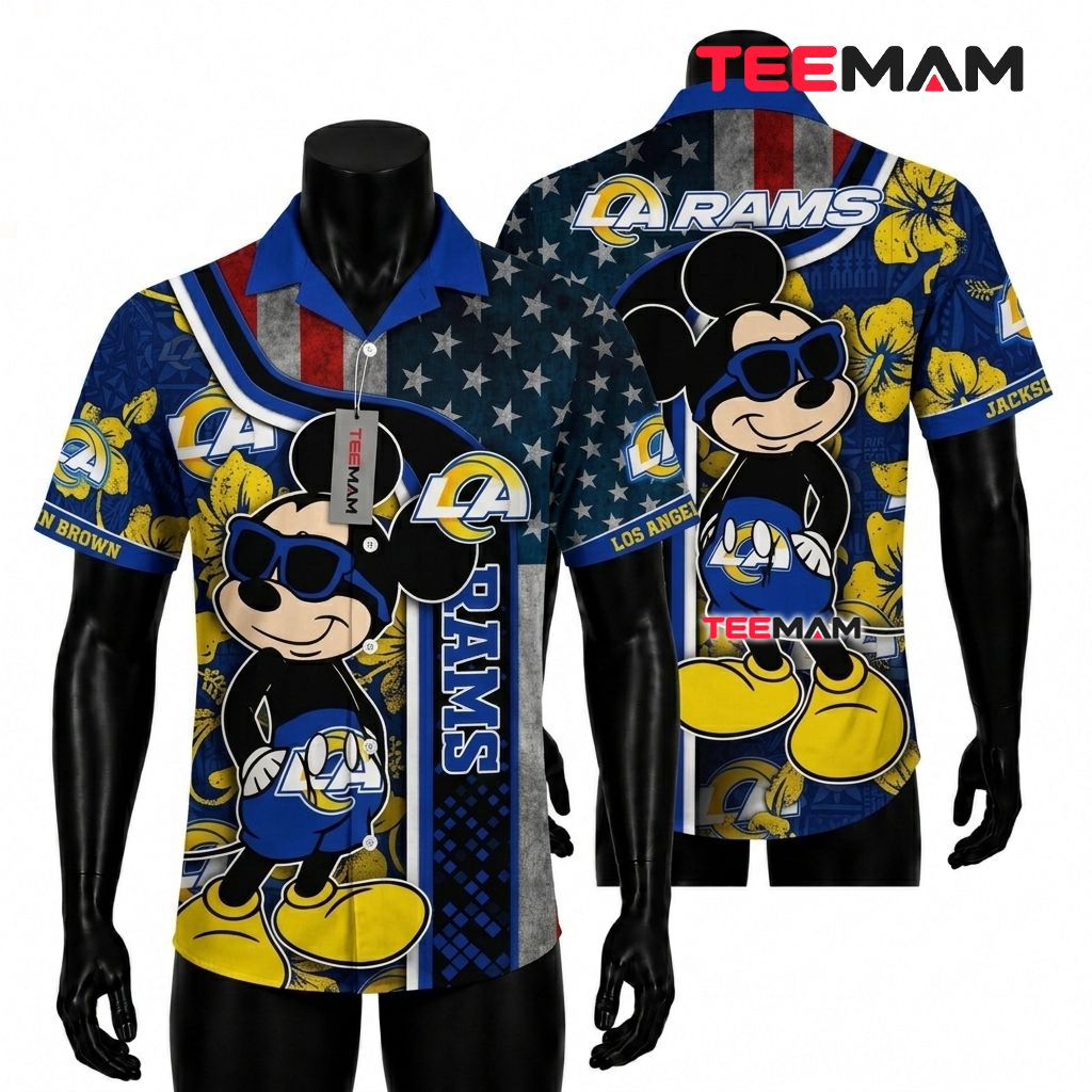 Los Angeles Rams Hawaiian Shirt Personalized Mickey Mouse Front