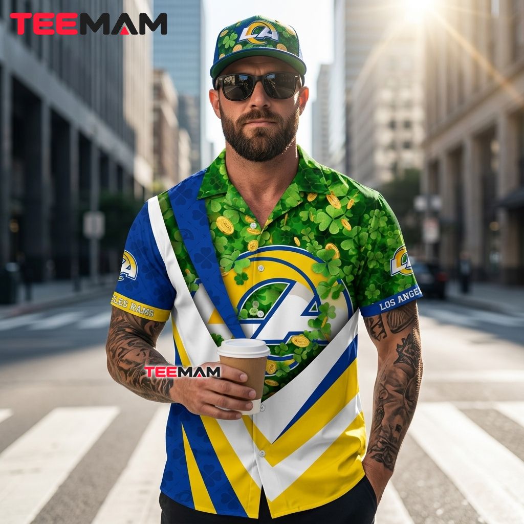 Los Angeles Rams Hawaiian Shirt Shamrock Lucky Back Los Angeles Rams Hawaiian Shirt Shamrock Lucky Back