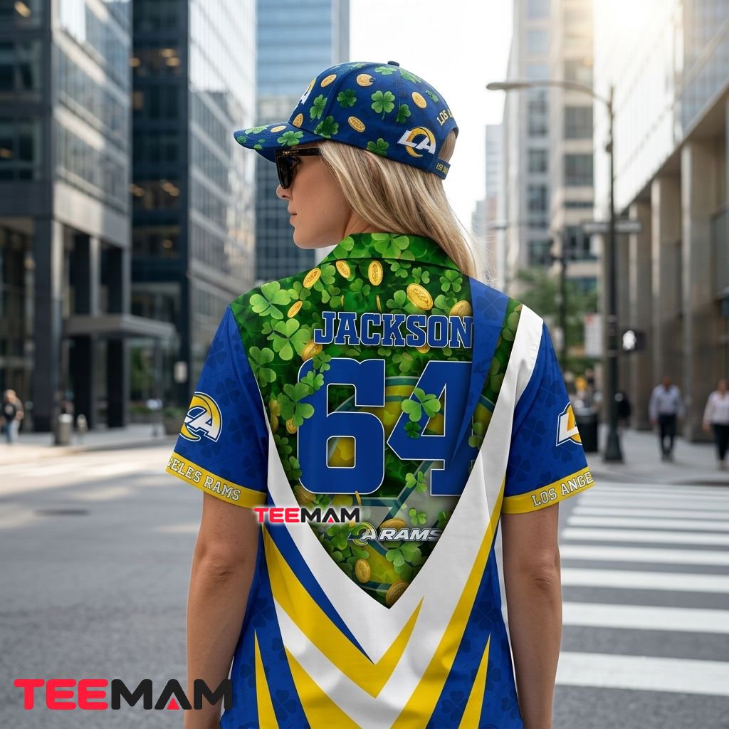 Los Angeles Rams Hawaiian Shirt Shamrock Lucky Version 3 Los Angeles Rams Hawaiian Shirt Shamrock Lucky Version 3