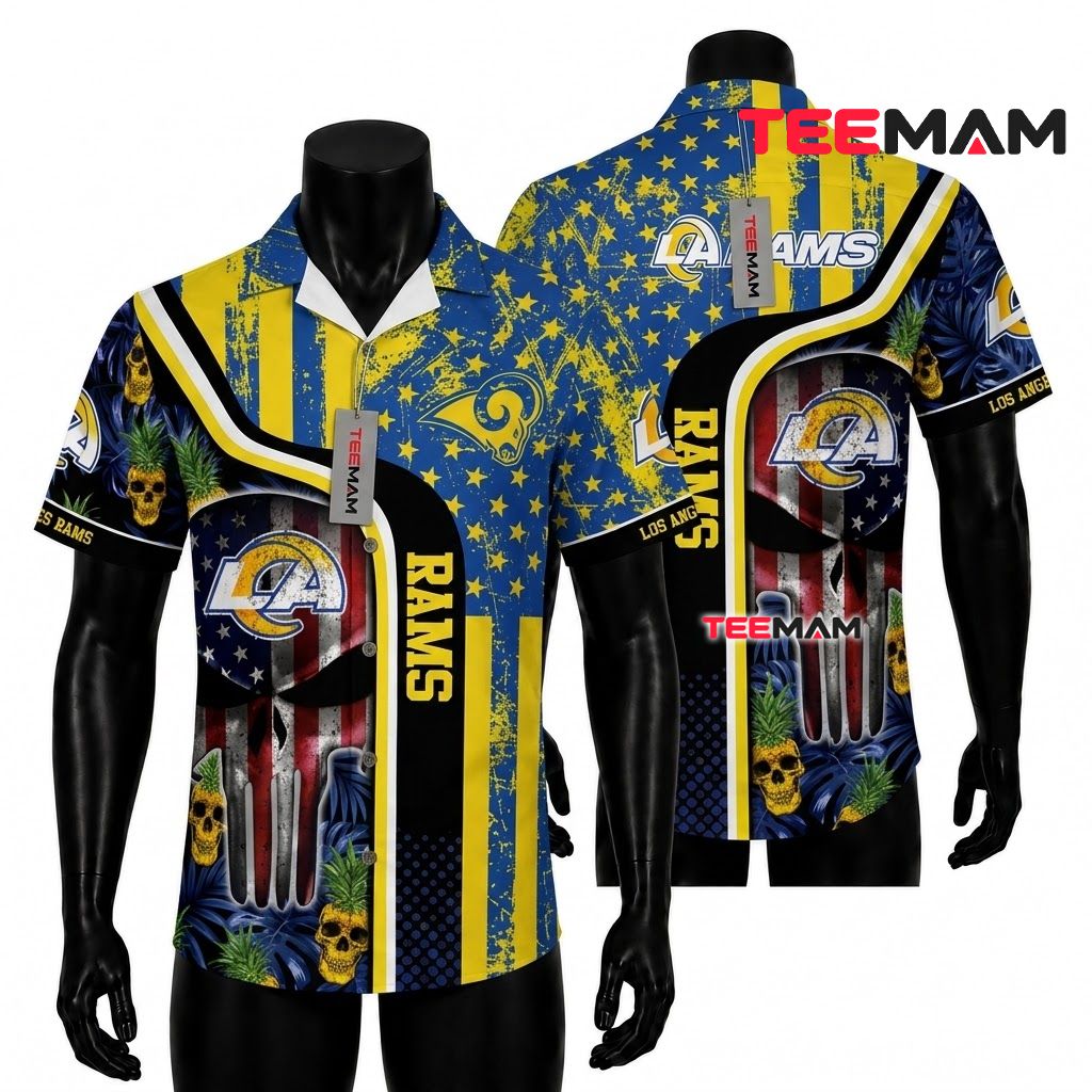 Los Angeles Rams Hawaiian Shirt Skull Pineapple Front