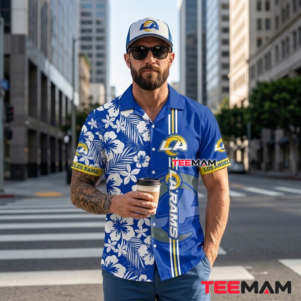 Los Angeles Rams Hawaiian Shirt White Hibiscus Back Los Angeles Rams Hawaiian Shirt White Hibiscus Back