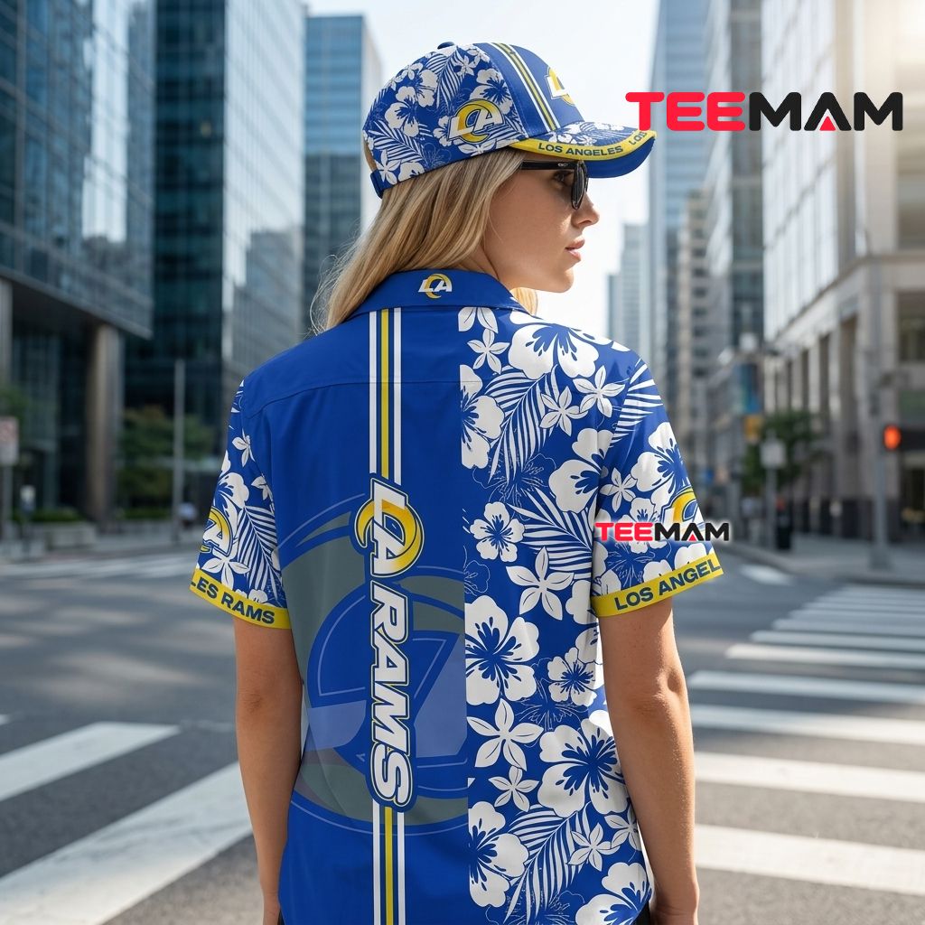 Los Angeles Rams Hawaiian Shirt White Hibiscus Version 3 Los Angeles Rams Hawaiian Shirt White Hibiscus Version 3