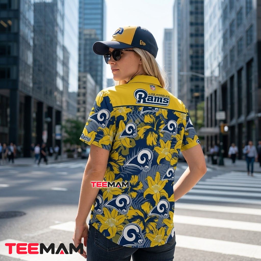 Los Angeles Rams Hawaiian Shirt Yellow Floral Version 3 Los Angeles Rams Hawaiian Shirt Yellow Floral Version 3