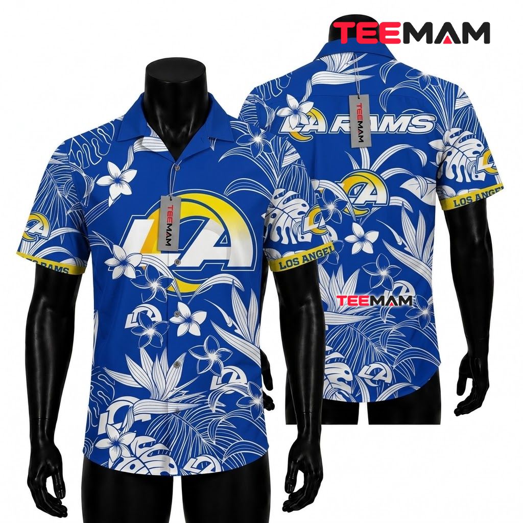 Los Angeles Rams Tropical Shirt White Floral Front