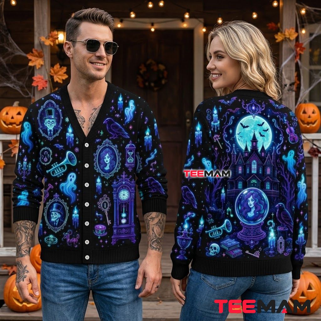 Manor Halloween Cardigan Crystal Ball Ghost 2 Manor Halloween Cardigan Crystal Ball Ghost 2