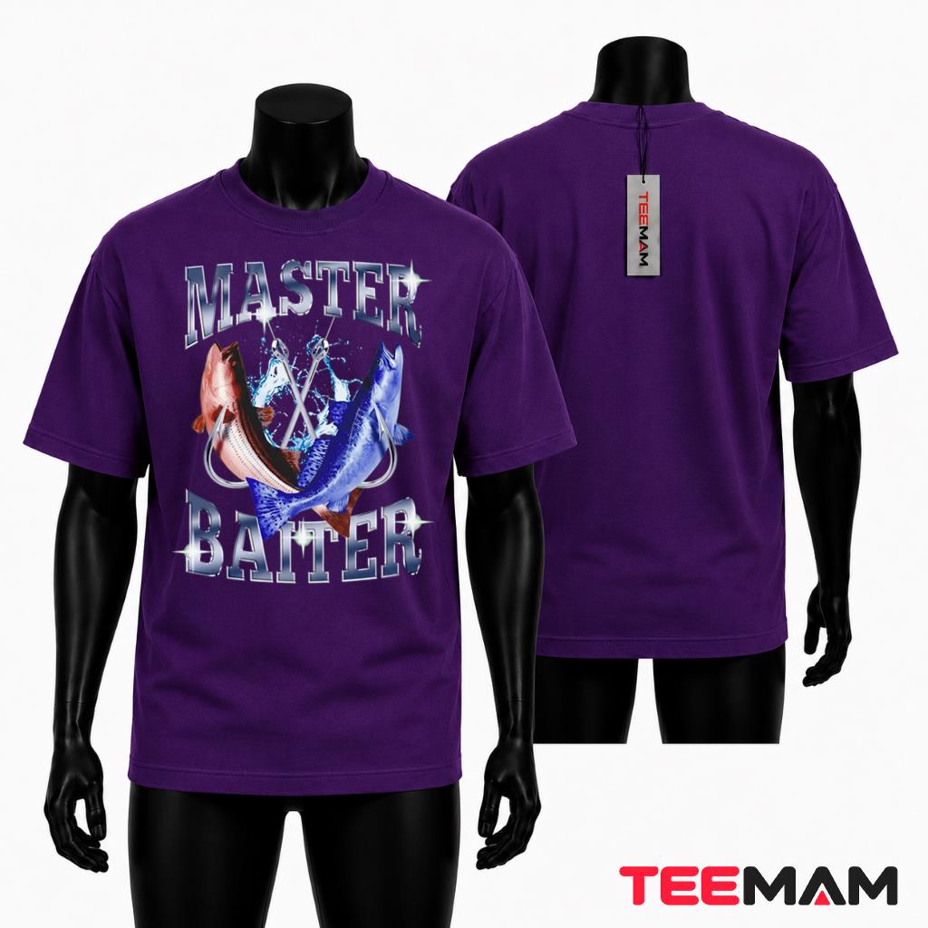 Master Baiter Funny Fishing Rod Bass Fish Hook Humor T-Shirt