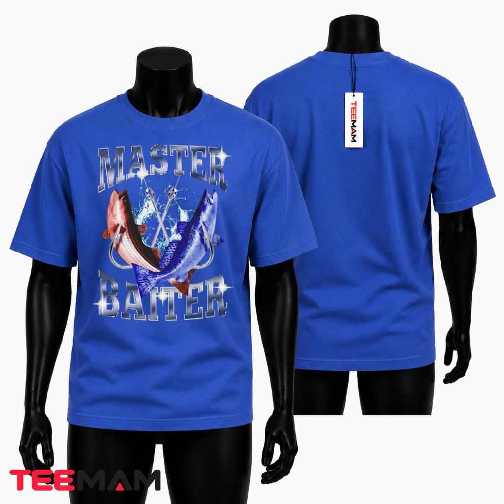 Master Baiter Funny Fishing Rod Bass Fish Hook Humor T-Shirt-Photoroom