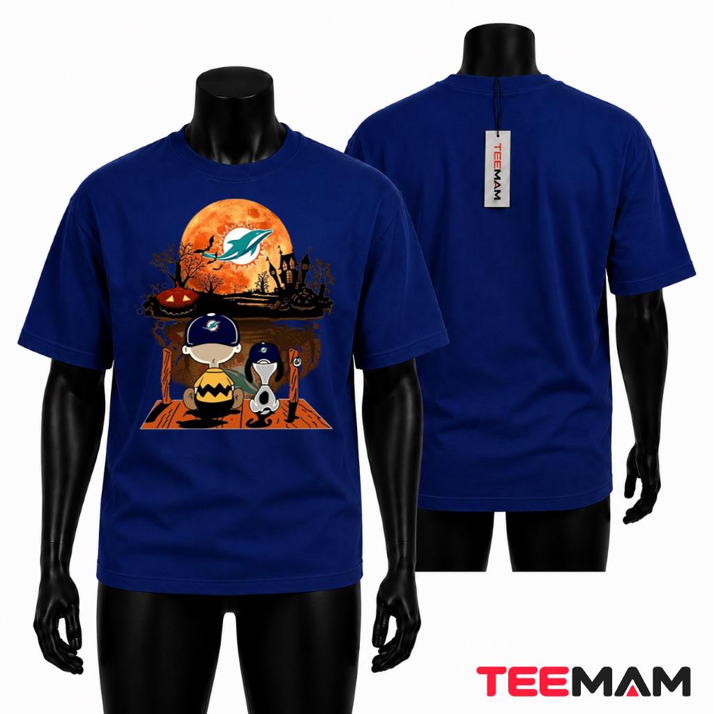 Miami Dolphins Halloween T-Shirt Charlie Brown Snoopy