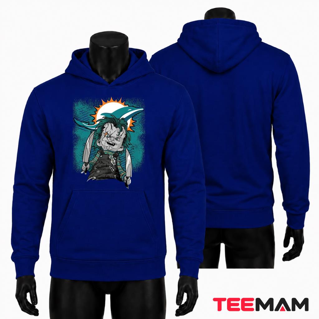 Miami Dolphins Halloween Hoodie Chucky Horror Knife Miami Dolphins Halloween Hoodie Chucky Horror Knife