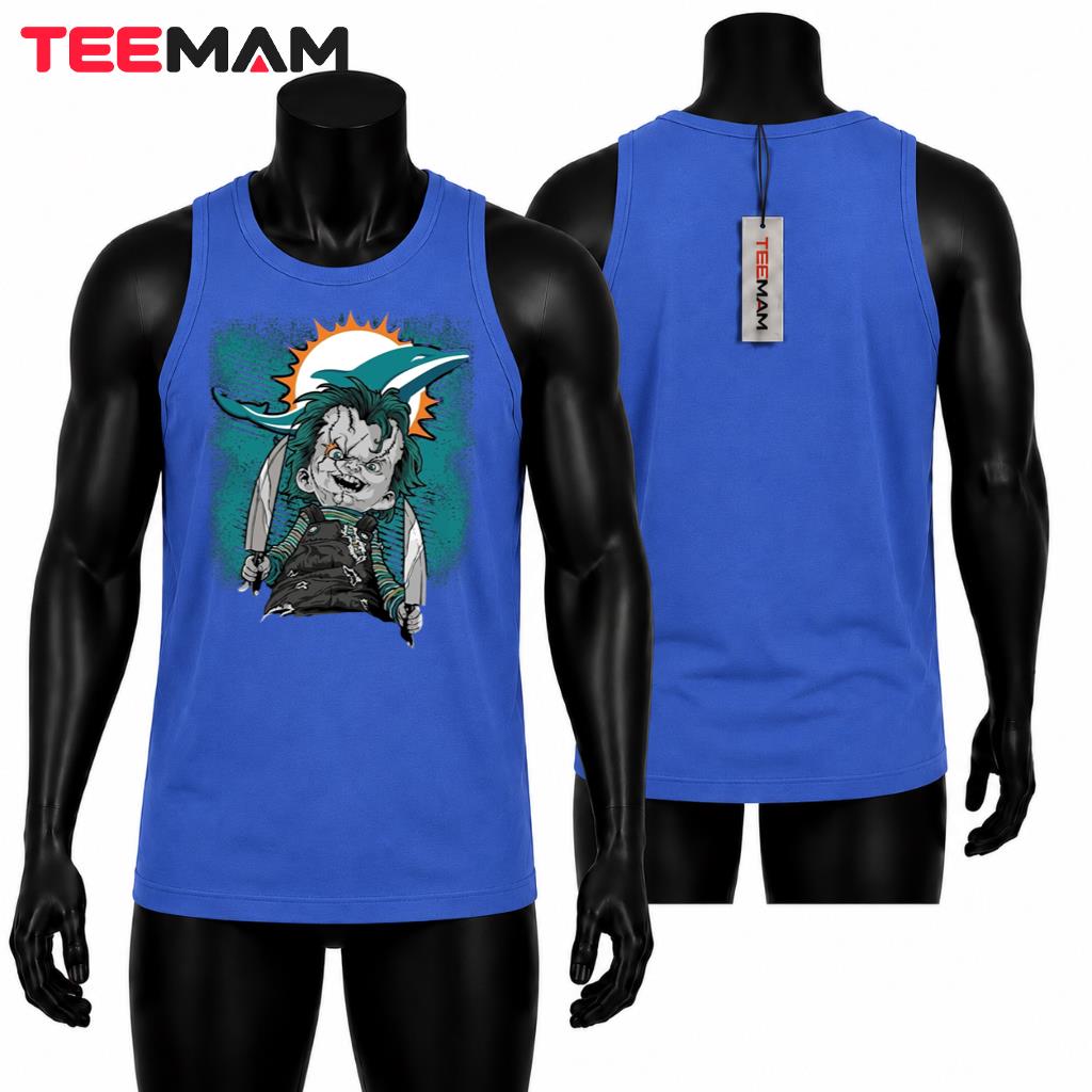 Miami Dolphins Halloween Tank Top Chucky Horror Knife Miami Dolphins Halloween Tank Top Chucky Horror Knife