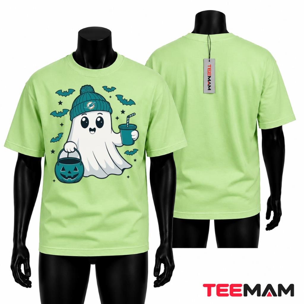 Miami Dolphins Halloween T-Shirt Cute Ghost Pumpkin