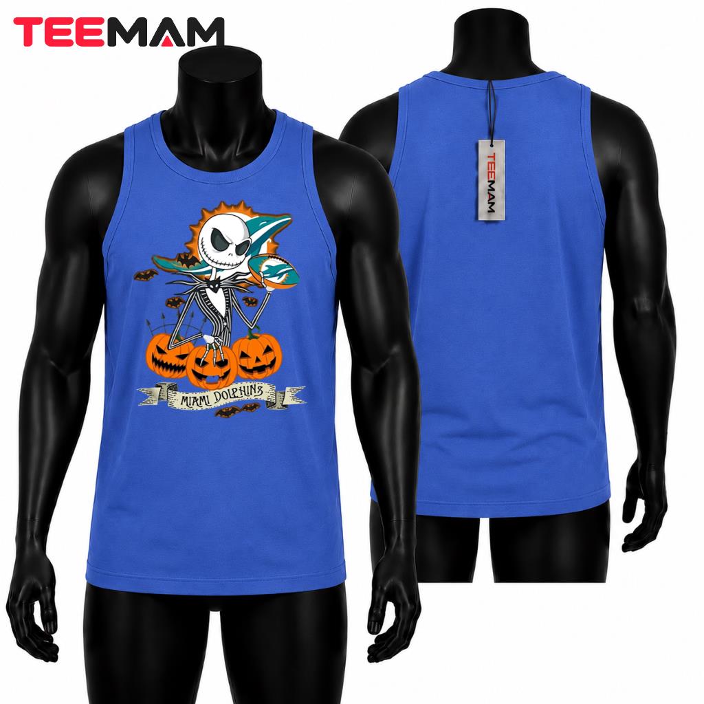Miami Dolphins Halloween Tank Top Jack Skellington Pumpkin Miami Dolphins Halloween Tank Top Jack Skellington Pumpkin
