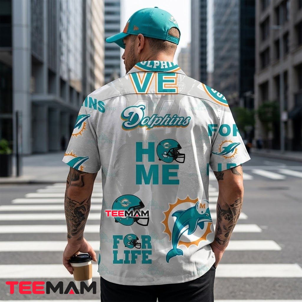 Miami Dolphins Hawaiian Shirt FinsUp Typography Beach Version 3 Miami Dolphins Hawaiian Shirt FinsUp Typography Beach Version 3
