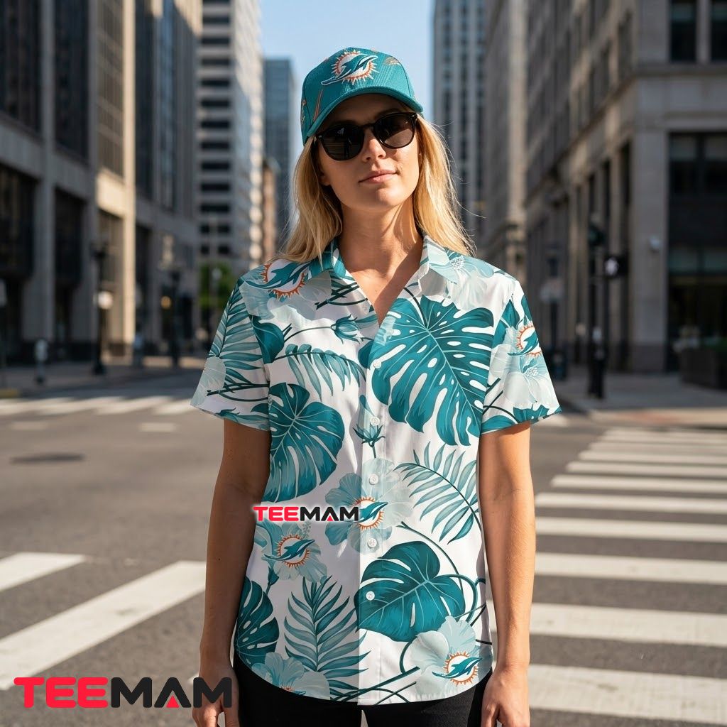 Miami Dolphins Hawaiian Shirt Monstera Leaf Back Miami Dolphins Hawaiian Shirt Monstera Leaf Back