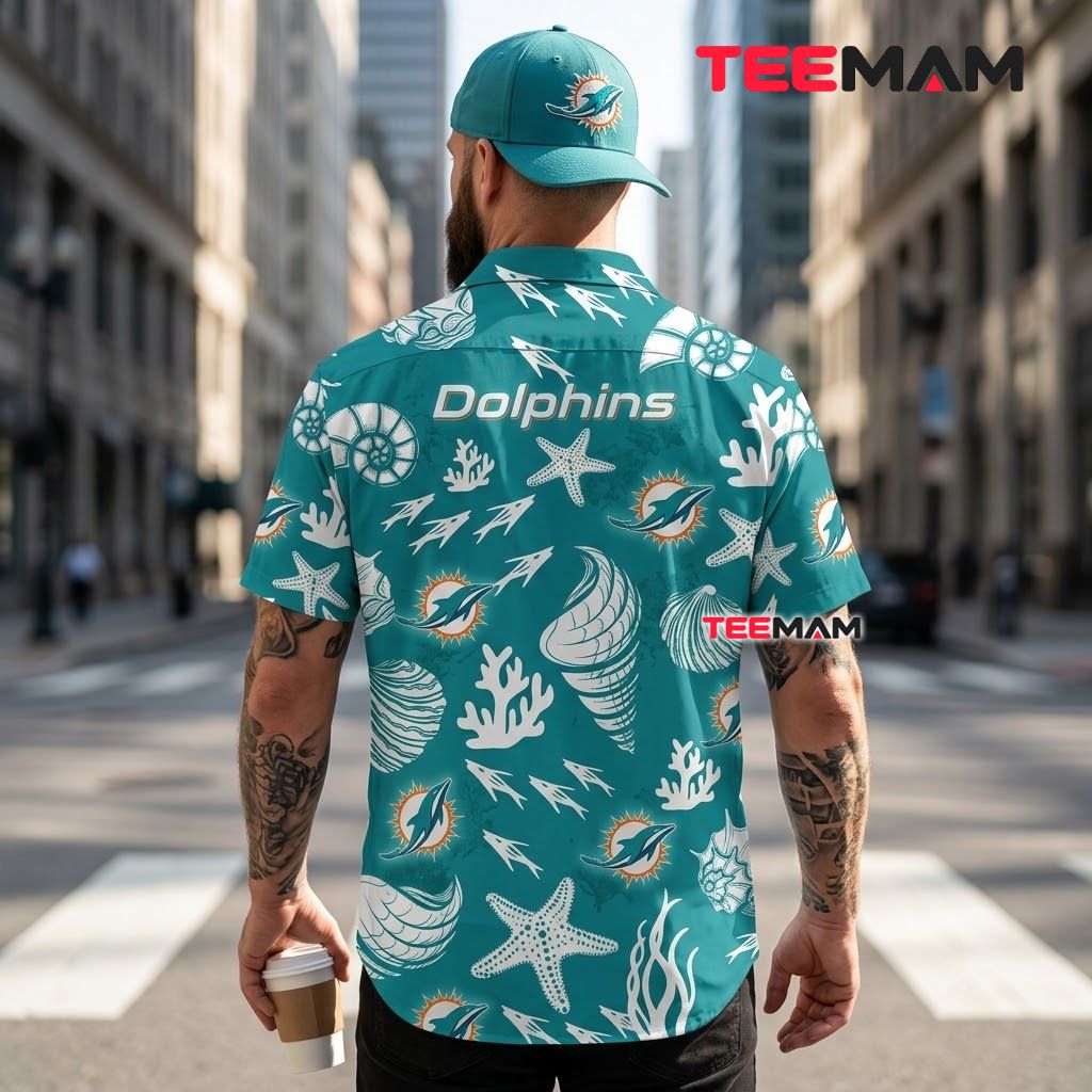 Miami Dolphins Hawaiian Shirt Seashell Starfish Beach Version 3 Miami Dolphins Hawaiian Shirt Seashell Starfish Beach Version 3