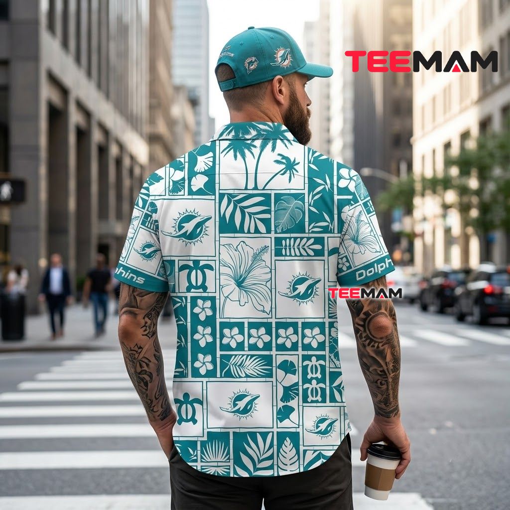 Miami Dolphins Hawaiian Shirt Turtle Patchwork Beach Version 3 Miami Dolphins Hawaiian Shirt Turtle Patchwork Beach Version 3